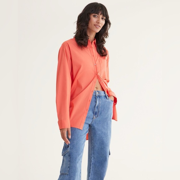 ❤️3/$30🩷Reitman’s XXL Buttoned-Down Poplin Shirt with Long Sleeves Orange - Picture 1 of 7